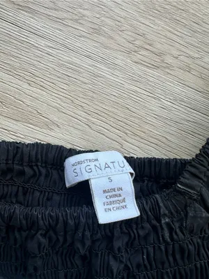 Nordstrom Signature Black Smocked Square Neck Puff Strap Maxi Dress Size Small thumbnail 4