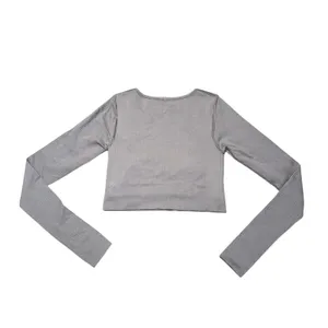 Lululemon Ebb‎ to Street Long Sleeve Women 4 Grey Excellent Ribbed Crop Top thumbnail 5