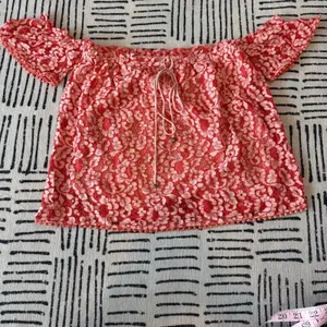 Heartloom Ilaria Coral Lace Off Shoulder Pom Pom Top Small thumbnail 2