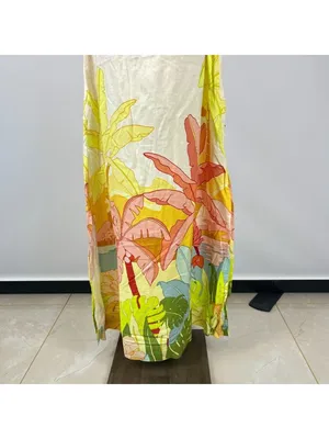 NWOT Farm Rio Linen Blend Floral Strapless Maxi Dress Size S Hawaiian Tropical thumbnail 7