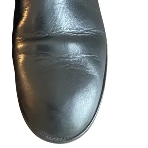 Tory Burch Black Leather Riding Boots Embossed Double T Logo Size 8 thumbnail 9