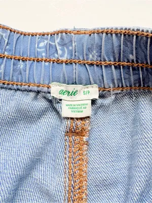 aerie Daydream Light Blue Distressed Denim Shorts thumbnail 5