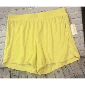 A New Day Mid Rise Terry Cloth Pull On Shorts Yellow Women's Size 1X NWT thumbnail 3