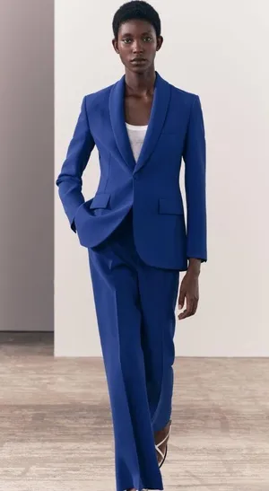 Fitted Tuxedo Blazer Collection Ss24 Bluish Collection Flared Pants Set Small thumbnail 1
