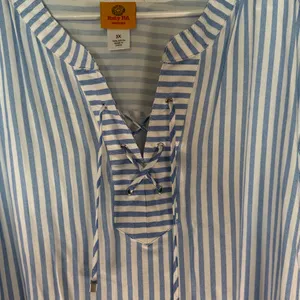 Ruby Rd. Blue and White Striped Tunic Size 3X thumbnail 3