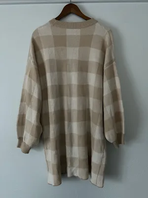Beige Plaid Women’s Sweater Dress thumbnail 6