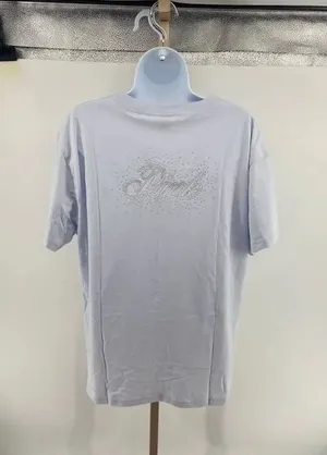 Victoria’s Secret PINK Campus T Shirt M Blue Short Sleeve Glitter Logo Top thumbnail 1