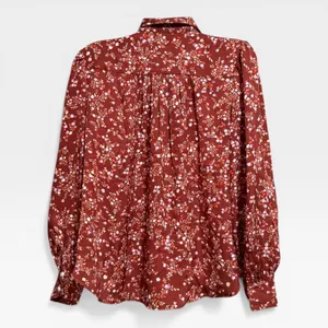 Ann Taylor‎ Floral Button Down Blouse Womens SP Red Excellent Long Sleeve Petite thumbnail 3