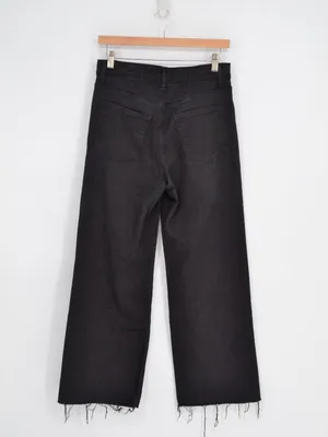 Reformation Emma High Rise Wide Leg Jeans Black Raw Hem 28 thumbnail 3
