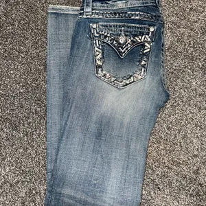 Miss Me Blue Boot Cut Jeans with Rhinestone Embellishments thumbnail 2