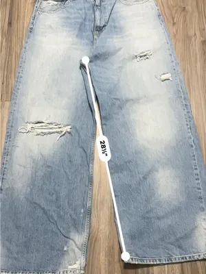 Zara Light Blue Distressed Wide-Leg Jeans thumbnail 5