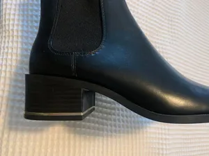 Zara Black Ankle Boot with Gold Heel Accent thumbnail 4