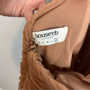 House of CB Tiarra Ruched Mesh Bodycon Dress Nude Tan XL thumbnail 7