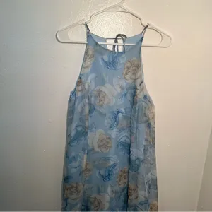 Vintage Express Tricot Women's Size XS Maxi Dress Light Blue Beige Floral thumbnail 2