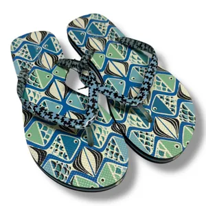 Vera Bradley Blue White Aqua Go Fish Flip Flops NEW with Tags‎ 7-8 thumbnail 1