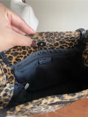 New York & Company Leopard Print Tote with Black Straps thumbnail 6