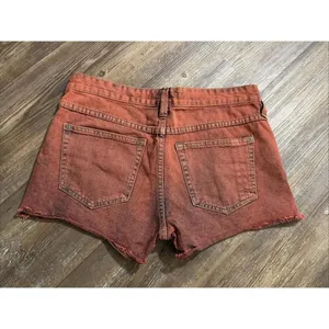 Free People Red Boho Hippie Grunge Emo Goth Distressed Cut Off Y2K Denim Short‎ thumbnail 11