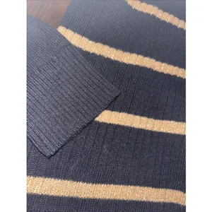 Lauren Ralph Lauren Black Gold Striped Sweater Toggle Medium Sparkle Metallic thumbnail 7