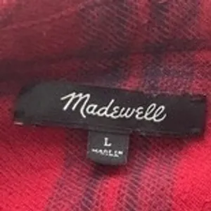 Madewell Red Plaid Flannel Button Down Shirt Cotton Long‎ Sleeve Size L thumbnail 6
