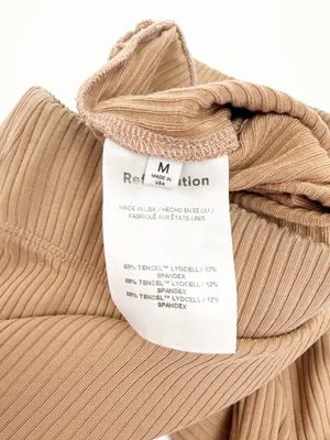 Reformation Whitney Ribbed Wide Leg Lounge Pant Tan thumbnail 10