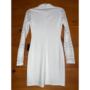 NWT Lulus Lace Up Your Sleeve White Lace Long Sleeve Bodycon Dress Cocktail XS thumbnail 5