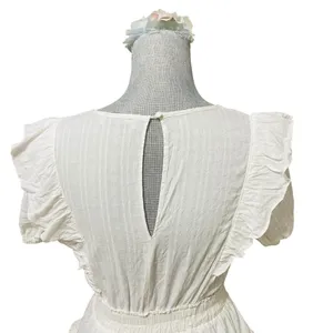 The Post White Ruffle Lace Trim Mini Dress Women’s Small Cotton Rayon thumbnail 7