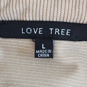 Love Tree Long Sleeve Khaki Corduroy Cropped Button Down Shirt Size Large thumbnail 6