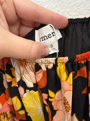 &Merci Retro Floral Puff Sleeve Mini Dress Tie Waist Cottagecore thumbnail 5