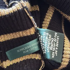 Lauren Ralph Lauren‎ Striped Turtleneck Sweater Small Black Gold Ribbed Knit thumbnail 5