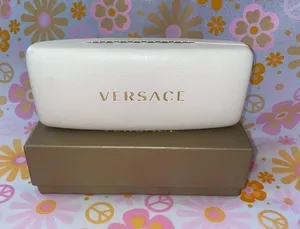Versace Hard Eyeglass Case, Off-White + Gold Branded Box thumbnail 6