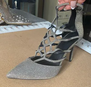 Payless Glittery Silver Caged Heels Size 12 thumbnail 1