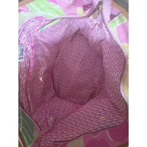Vintage Lilly Pulitzer Giraffe Print Canvas Tote Bag Pink Zip Top Travel READ thumbnail 4