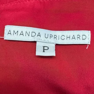 Amanda Uprichard Silk Lace Up Red Dress Women’s P/XS thumbnail 3