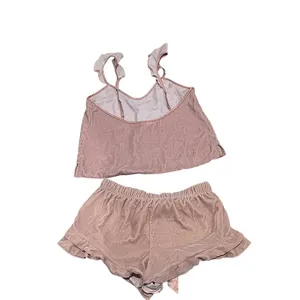 Victoria's Secret Pajama Set Womens S Pink Cami Top Ruffle Shorts 2PC thumbnail 3