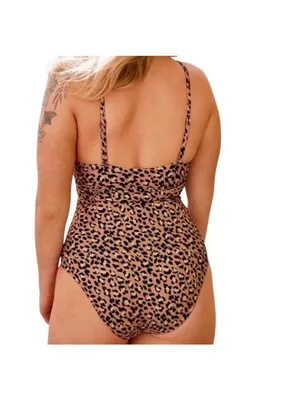Aerie Leopard Print One Piece Swimsuit Beige Size XS Beach Vacation Resortwear thumbnail 10