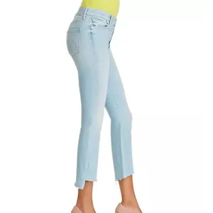 Mother Insider Crop Step Fray Jeans in Fresh Catch thumbnail 3