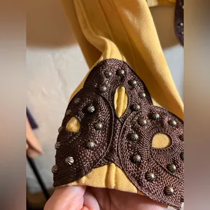 Double D Ranch Gold Tan Studded Blazer Jacket Brown Detailing cropped western M thumbnail 6