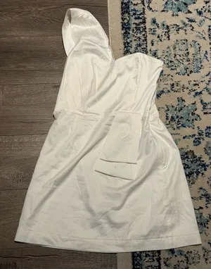 French Connection one shoulder white mini dress thumbnail 1