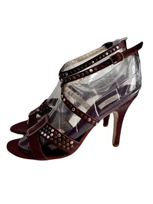 Furla Brown Leather Studded Strappy Heeled Sandals, Size 39 thumbnail 5