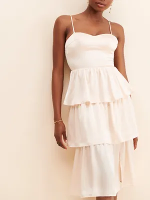 Amanda Uprichard Rosalia Tiered silk dress light pink blush medium thumbnail 4