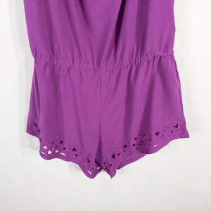 Fabletics XS Romper Perforated‎ Legs Purple Off Shoulder Short Sleeve 1304 thumbnail 8