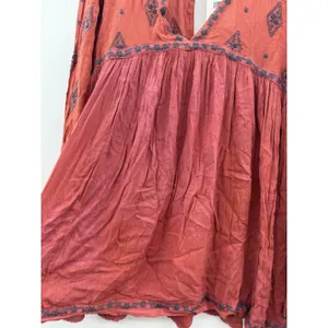 Free‎ People Tunic Womens S Red Embroidered Babydoll V Neck Boho NWT Flawed thumbnail 8