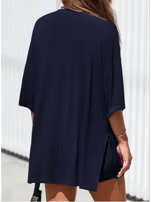 NEW KIRUNDO 2 Piece Sets Lounge Travel Sets Casual Oversized Tshirts Shorts L thumbnail 2