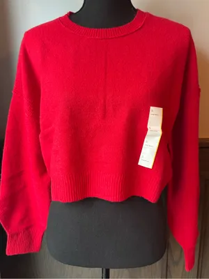 wild fable Bright Red Cropped Crewneck Sweater thumbnail 1