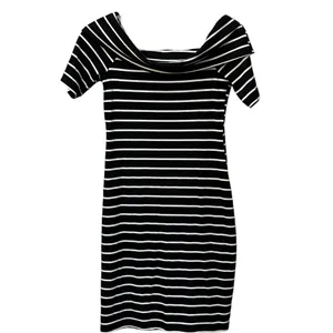 Juicy Couture Black White Ribbed Striped Sheath Dress Y2K‎ Vintage Size Medium thumbnail 3