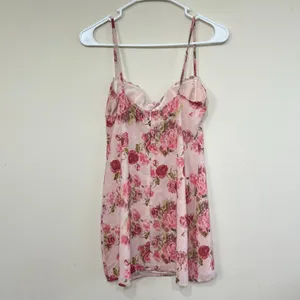 White Fox Boutique Pink Floral Mini Dress Medium Women thumbnail 5