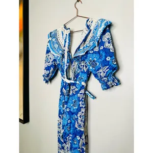 FARM RIO Blue Floral Pattern Full of Flowers Tapered Fit Jumpsuit Size XS thumbnail 13