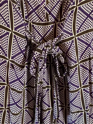 J. Crew Dress Sz 6 Purple Brown‎ Geometric Print 100% Silk Luxury Polka Dot Midi thumbnail 5