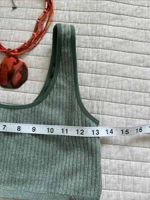 Lucky brand, sage, green ribbed sport casual comfy lounge bra L thumbnail 3