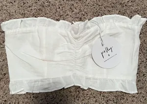 Princess Polly White Zip Crop Top thumbnail 1